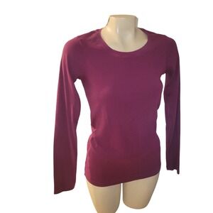 CASLON Womens‎ Medium Magenta Purple Long Sleeve Crew Neck Basic T Shirt casual